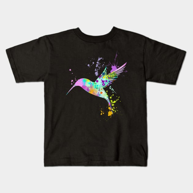 Hummingbird Gift, Humming Birds, Love Birds, Bird Art, Watercolor Splash, Unqiue, Splatter Splash Kids T-Shirt by joannejgg